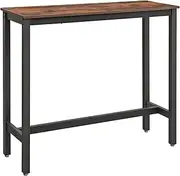 Vasagle Bar Table, Narrow Rectangular Bar Table, Kitchen Table, Pub Dining High Table, Sturdy Metal Frame, 120 x 40 x 100 cm, Easy Assembly, Industrial Design, Rustic Brown and Black