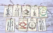 9~Vintage~Ephemera~Bon Appetit~Junk Journal~Linen Cardstock~Gift~Hang~Tags
