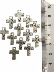 Rosary Charms Silver Tone Cross Qty:12