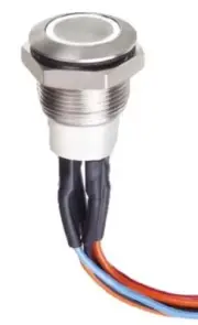 Apem PUSH BUTTON SWITCH 1A Momentary SPDT IP67 Flying Lead, Illuminated WHITE