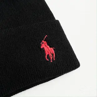 美國百分百【全新真品】Ralph Lauren 帽子 針織 毛線帽 反摺帽 RL 小馬 POLO 毛帽 黑色 CH89