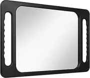Mineloff Drop-Proof Hand Mirror with Double Handle, Large Rectangular Hand held Mirror -(16"x10") Largehand Mirrors with Handle for Salons and Beauty Salons, Light Salon Hair Mirror(Black)