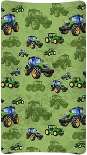 Wideasale Farmer Tractors Diaper Change Table Pad Covers Ultra Soft Infant Stretchy Changing Table Cover for Baby Boys and Girls Soft Stretchy Safe Snug Fitted Changing Mat Sheet Fit 32" x 16", Green
