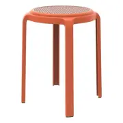 LeisureMod Tresse Stackable Round Plastic Dining Stool with Wicker Top Gray