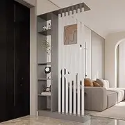 Modern Wall Room Divider, Room Divider Shelf, Wall Privacy Screens, Storage Cabinet Storage Display with Shelves, for Home Office Decorative(Gray,L100xW30xH202cm)