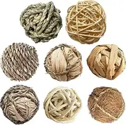 Huraoerrrr 8Pcs Natural Safe Rabbit Chew Toys, Small Pet & Young Animal Chew Bunny Toys, Round Hamster Ball, Guinea Pig & Chinchilla Toys, 8 Count, Unscented, Not Water Resistant, Outdoor Use
