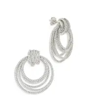 Sterling Forever Jordana Pave Circle Stud Earrings in Rhodium Plated