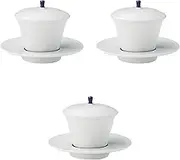 Set of 3 Blue Roll Dessert Cup with Saucer (3.7 x 3.7 inches (90 cc) | Setomonohonpo Reinforced Porcelain Bowls