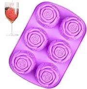 Rose Molds for Chocolate - Rose Soap Silicone Mold,Flower Shape Large Ice Block Tray, 6 Cavity Form for Chocolate Cake Cookie Cupcake Baking