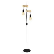 Eglo Townshend Black & Timber Floor Lamp