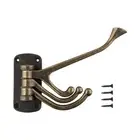 Bronze Folding Coat Hook with 3 Arms for Organizing Towels and Clothing