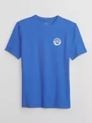 NEW $30 GAP Kids Boys Azure Blue Short Sleeve Rash Guard Swim Top Sz Small (6/7)
