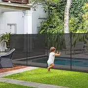 Elevens Pool Fence 4 x 12-Feet Swimming Pool Fences for In Ground Pools,Outdoor Pool Safety Fencing Black