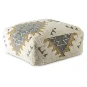 Lyssa Multi-Color Jacquard Fabric Pouf Ottoman