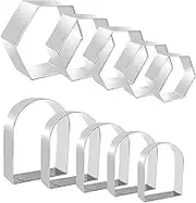 10 Pcs Silver Geometric Cookie Cutter,Stainless Steel Arch Cookie Cutter and Hexagon Cookie Cutter Set，Assorted Sizes Cookie Molds Kit for Biscuits,Fondant Cake,Pastry Shapes (Silver)