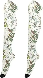 [Caihoyu] Women'S Socks Lightweight Over Knee Long Stockings Thigh Highs Socks for Halloween Garden Birds Pattern Vintage, Garden Birds Pattern Vintage