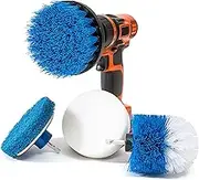 RevoClean RevoClean 4 Piece Scrub Brush Power Drill Attachments - All Purpose Time Saving Kit - Perfect for Cleaning Grout, Tile, Counter, Shower, Grill, Floor, Kitchen, Blue & White, RVCN645, Blue & White, Onе Paсk