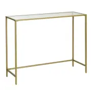 Console Table with Tempered Glass Top Hall Table Gold