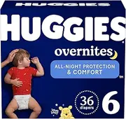 Huggies Overnight Diapers Size 6 (35+ lbs), 36 Ct, Overnites Nighttime Baby Diapers
