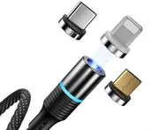 3 In 1 Multifunctional USB Fast Charge Magnetic Data Cable Round Magnetic Fast Charge Cable-2M