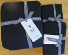 West Elm Belgian Flax Linen Duvet full queen 2 standard shams midnight blue New