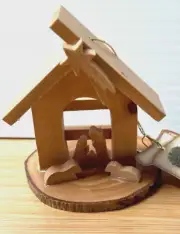 Earthwood Olive Wood Nativity Manger Scene The Holy Land Christmas Decor (D)