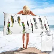 Various Type of Fishing Baits print Super Absorbent Bath Towel,Large Quick Dry Towel,Soft Microfiber Towel for Beach, Gym, Camping