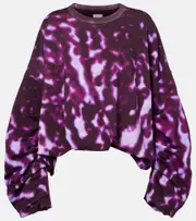 [Dries Van Noten] Dries Van Noten Printed draped cotton sweatshirt AU 10 pink