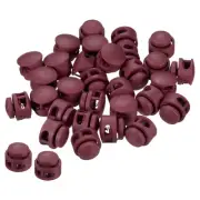 Cord Locks, 100 Pack Round Spring Toggle Stopper, Wine Red