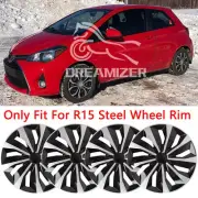 Set of 4 ABS 15" Hubcaps Rim Wheel Covers For Toyota Prius C R15 Tires & Steel