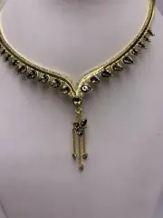 $108 Vince Camuto gold tone stone collar necklace VCC2