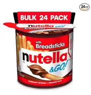 Nutella & GO Bulk 24 Pack Hazelnut And Cocoa Spread With Breadsticks Snack Cups