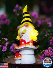 Solar Gnome Decor for Outside - Garden Beer Gnome Outdoor with Solar Lights,