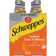 Schweppes Zero Sugar Classic Mixers Lemon Lime Bitters Soft Drink 300mL x 4 pack