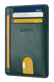 Slim Minimalist Front Pocket RFID Blocking Leather Wallets for Alaska Green