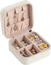 Jewelry Box Storage Organizer Small Portable Leather Single Layer Storage Case for Rings Earrings Necklaces Girls Women VCXN
