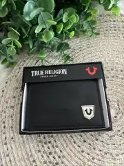 True Religion Men's Black RFID Billfold Wallet NWT