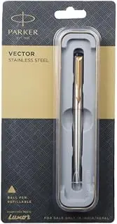 [PARKER] Vector Stainless Steel Gold Accents Retractable Ballpoint Pen