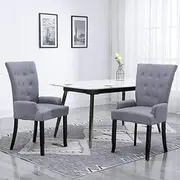Dining Furniture Dining Chair with Armrests Light Grey Fabric