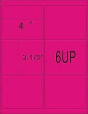 ProLine 6up 100 Sheets Neon Fluorescent Pink Internet Shipping Labels 3-1/3" x 4" FBA Labels (600 Labels)
