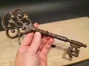 Antique Vintage Style Cast Iron Large Ornate Skeleton Key