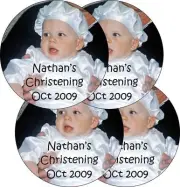 Round Photo Coasters Personalised Metal & Cork - 4 pack clever promo idea