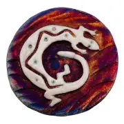 Raku Pottery Medallion - Lizard / Dreams - Pocket Worry Stone - Jeremy Diller