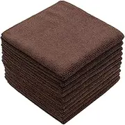 VeraSong Microfiber Dish Cloths Fast Drying Kitchen Cleaning Cloth Dish Rags Dust Cloths Ultra Absorbent Lint Free Washcloths 12inch x 12inch 10 Pack Brown