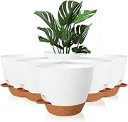 SpringUp Self Watering Pots, 6PCS Plant Pots 10 Inch with Mesh Drainage Holes and Deep Reservoir for Indoor Outdoor Garden Plants Flowers, Plastic Planters for All House Plants, Cactus, and Succulents