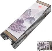 Desktop Wooden Panel Divider Chinese Style Mini Folding Screen Ornamental Screen Model for Home Office for Living Room Dining Room and Bedroom