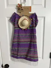 PUP CREW Dog Costume Mexican Sarape Sombrero Dog Poncho Mariachi Size XL-XXL NWT