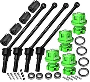 Carbon Steel Front and Rear Extend Cvd Drive Shaft (110mm) with Aluminium 7075 Wheel Lock + Hex Claw for Traxxas 1/10 Maxx with WideMAXX Monster Truck 89086-4 Upgrades - Green
