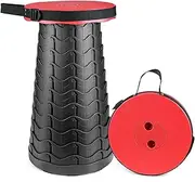 Hesanzol Portable Telescoping Stool, 2nd Gen Retractable Folding Stool for Camping Garden Fishing Hiking Travel BBQ, Adjustable Collapsible Stools Max Load 485lbs (Red)
