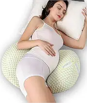 ZONEY Pregnancy Pillows for Sleeping, Portable Travel Maternity Pillow for Side Sleeper, Support for Back, Belly, HIPS for Pregnant Women,Detachable and Adjustable with Pillow Cover (2 in 1)